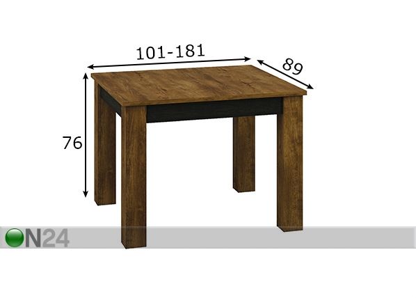 Удлиняющийся обеденный стол 89x101-181 cm размеры