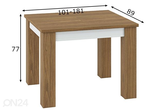 Удлиняющийся обеденный стол 89x101-181 cm размеры