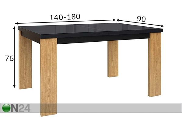 Удлиняющийся обеденный стол 90x140-180 cm размеры