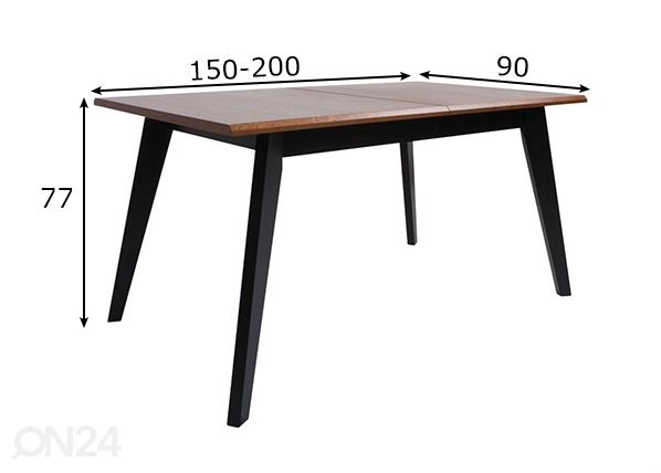 Удлиняющийся обеденный стол 90x150-200 cm размеры