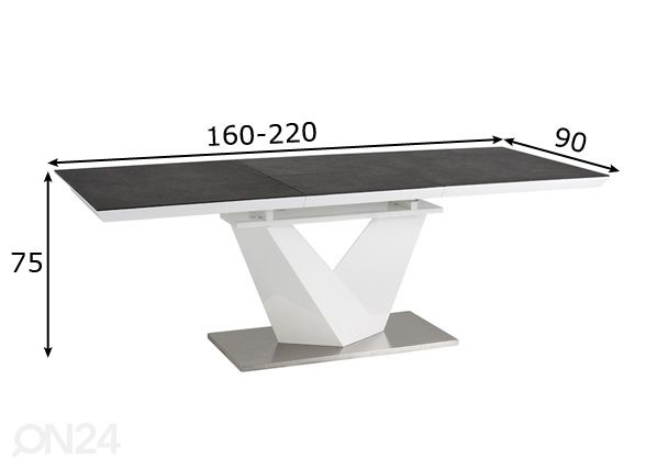 Удлиняющийся обеденный стол 90x160-220 cm размеры