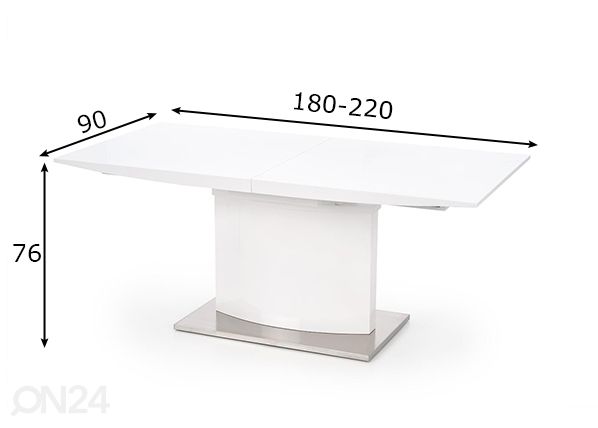 Удлиняющийся обеденный стол 90x180-220 cm размеры