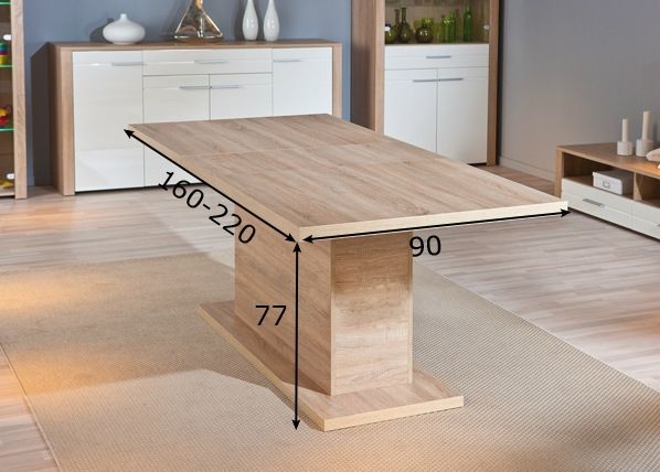 Удлиняющийся обеденный стол Absoluto 160-200x90 cm размеры