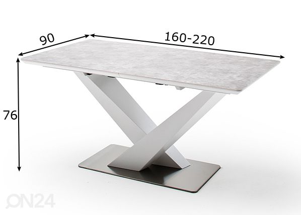 Удлиняющийся обеденный стол Actor 160-220x90 cm размеры