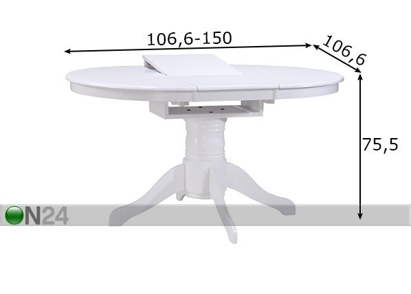 Удлиняющийся обеденный стол Albany 106-150x106 cm размеры