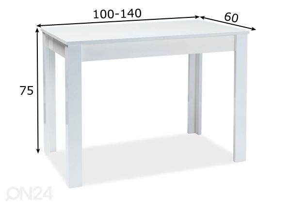 Удлиняющийся обеденный стол Albert 60x100-140 cm размеры