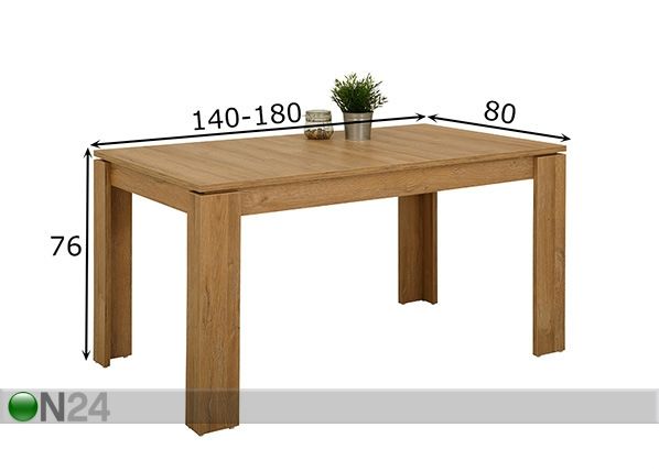 Удлиняющийся обеденный стол Alexa I 80x140-180 cm размеры