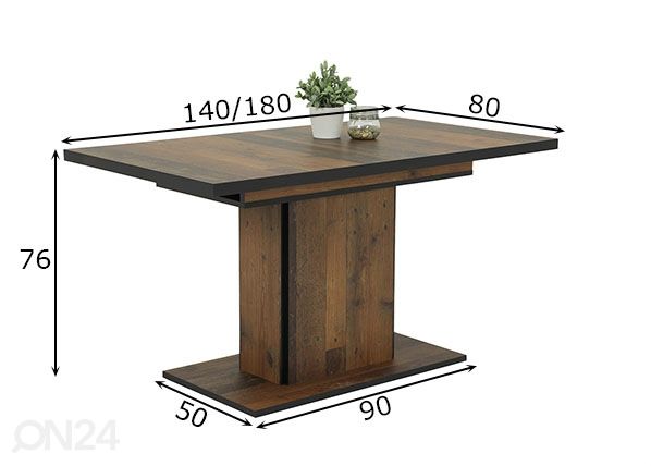 Удлиняющийся обеденный стол Andrea 80x140-180 cm размеры