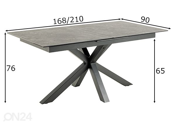 Удлиняющийся обеденный стол Beira 168/210x90 cm размеры