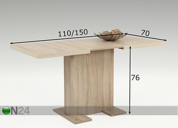 Удлиняющийся обеденный стол Britt 70x110/150 cm размеры