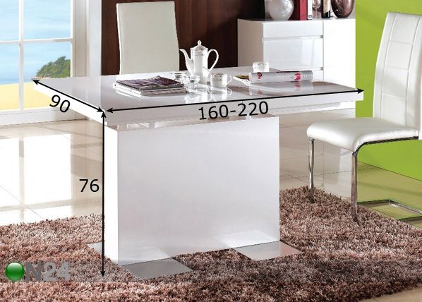 Удлиняющийся обеденный стол Canberra 160-220x90 cm размеры