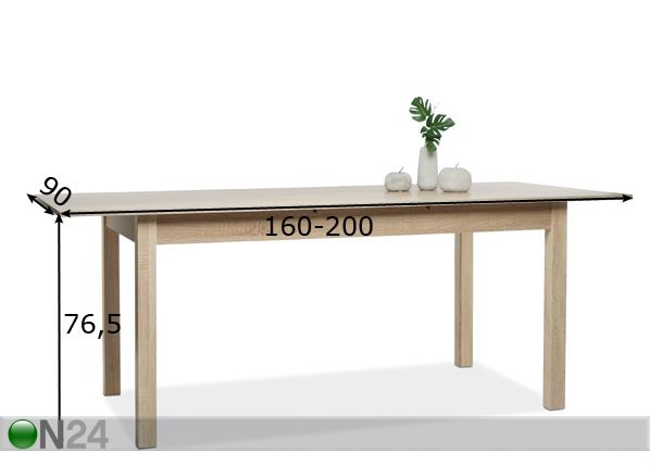 Удлиняющийся обеденный стол Coburg 90x160-200cm размеры