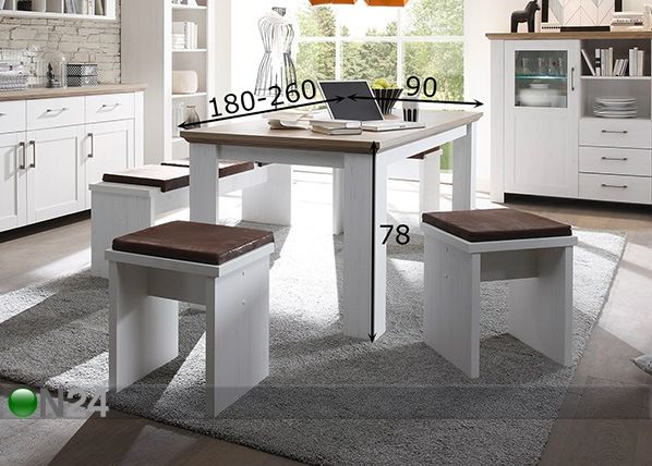 Удлиняющийся обеденный стол Country 90x180-260 cm размеры