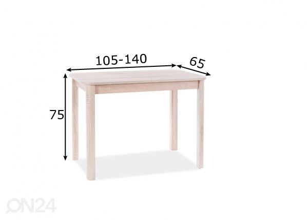 Удлиняющийся обеденный стол Danny 105/140x65 cm размеры