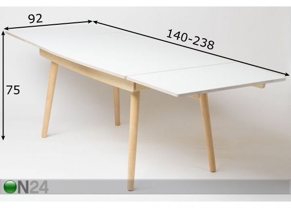 Удлиняющийся обеденный стол Dinn 140-238x92 cm размеры