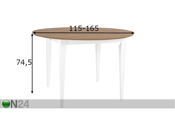 Удлиняющийся обеденный стол Emma 115x115-165 cm размеры