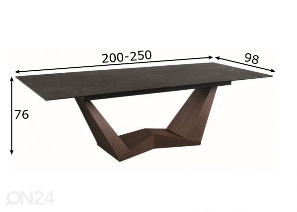 Удлиняющийся обеденный стол Ferruccio 200-250x98 cm размеры