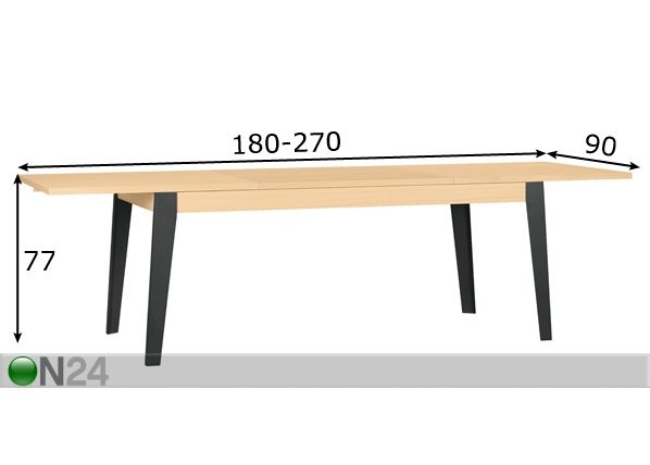 Удлиняющийся обеденный стол Forge 180-270x90 cm размеры