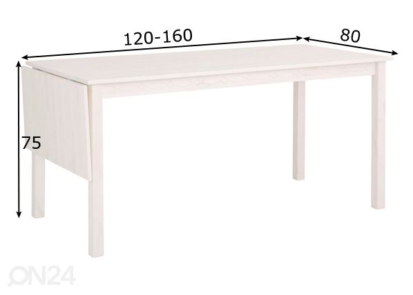 Удлиняющийся обеденный стол Indra 120/160x80 cm размеры