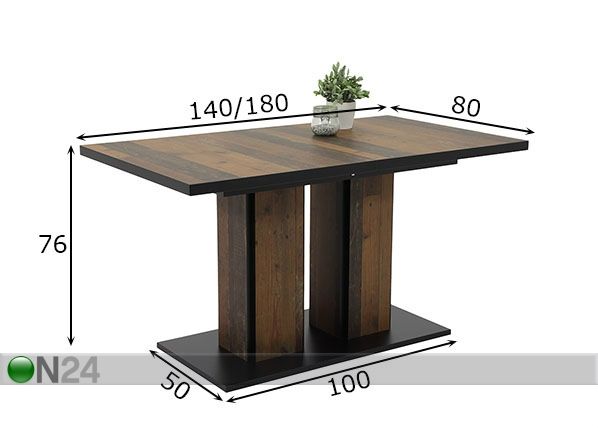 Удлиняющийся обеденный стол Karola 80x140-180 cm размеры