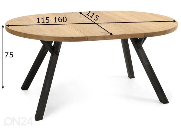 Удлиняющийся обеденный стол Lana 115/160x115 cm размеры