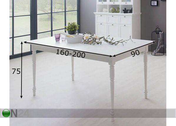 Удлиняющийся обеденный стол Landwood 90x160-200 cm размеры