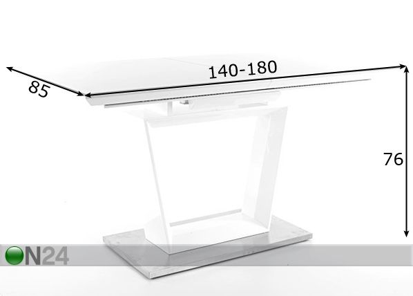 Удлиняющийся обеденный стол Lauren 85x140-180 cm размеры