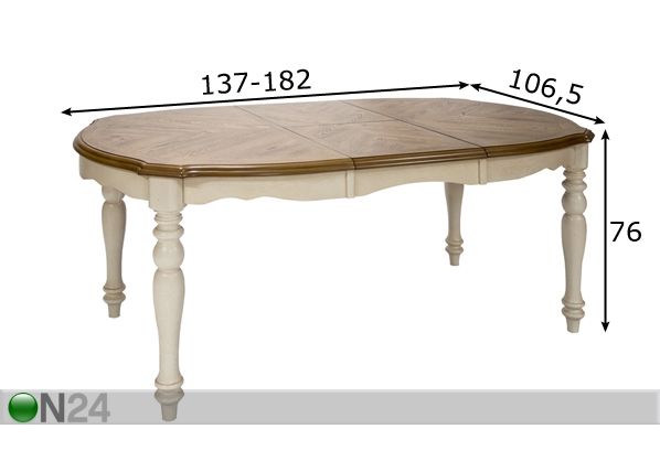 Удлиняющийся обеденный стол Lily 106,5x137-182 cm размеры