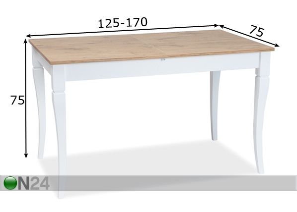 Удлиняющийся обеденный стол Ludwik 75x125-170 cm размеры