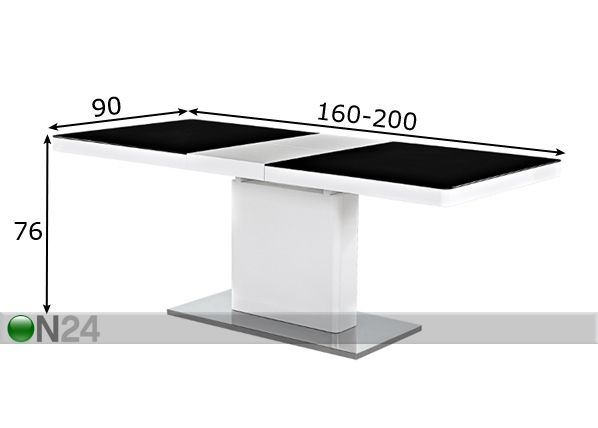Удлиняющийся обеденный стол Magnum II 90x160-200 cm размеры