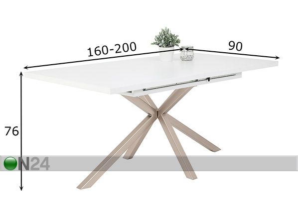 Удлиняющийся обеденный стол Malou III 90x160-200 cm размеры