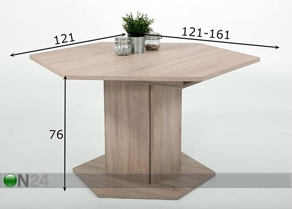 Удлиняющийся обеденный стол Martina 121-161x121 cm размеры
