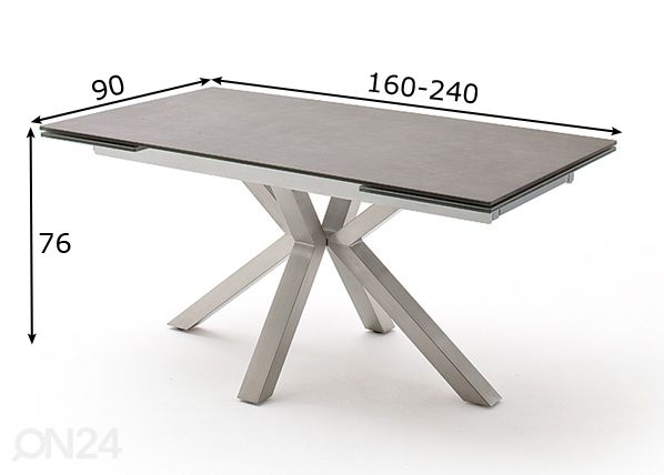 Удлиняющийся обеденный стол Nagano 160-240x90 cm размеры