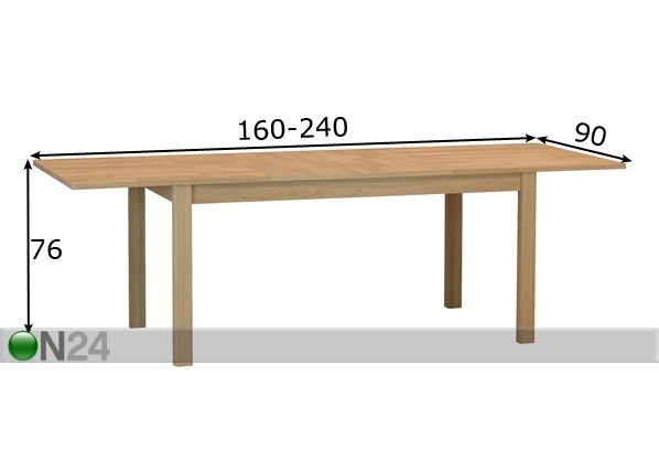 Удлиняющийся обеденный стол Nordi 160-240x90 cm размеры