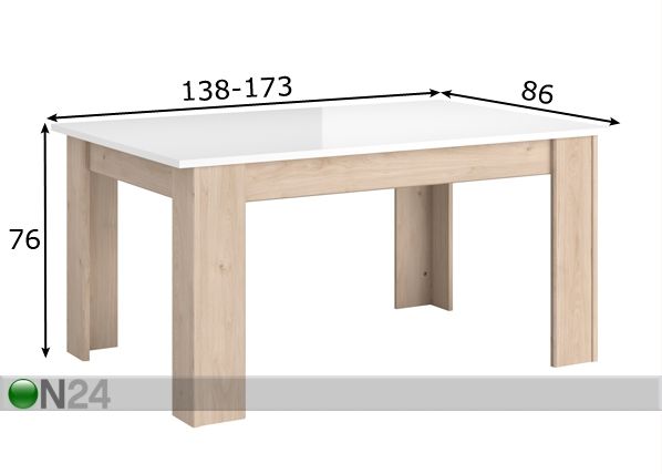 Удлиняющийся обеденный стол On Air 138-173x86 cm размеры