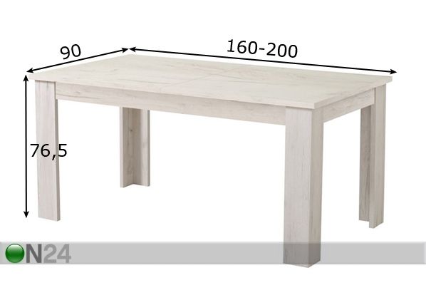 Удлиняющийся обеденный стол Oscar 160-200x90 cm размеры