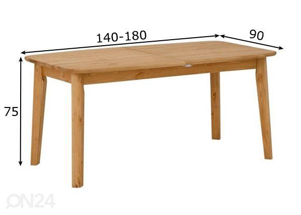 Удлиняющийся обеденный стол Palermo 140-180x90 cm размеры
