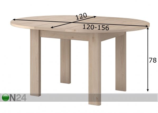 Удлиняющийся обеденный стол Portland 120-156x120 cm размеры