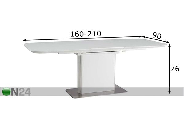 Удлиняющийся обеденный стол Prada 160-210x90 cm размеры