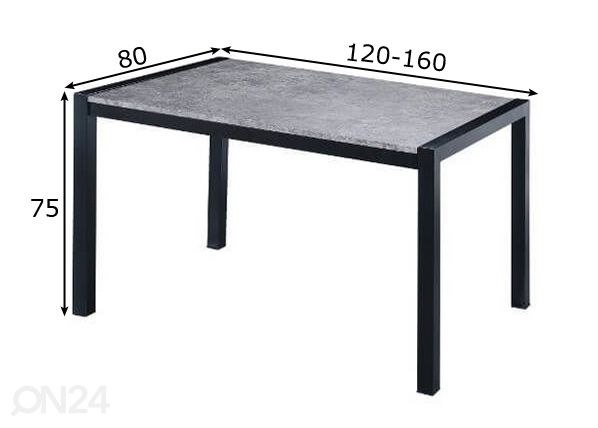 Удлиняющийся обеденный стол Remi 120-160x80 cm размеры