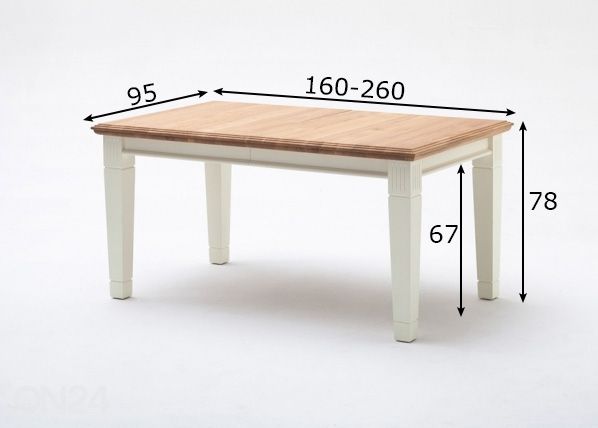 Удлиняющийся обеденный стол Scandic Home 95x160-260 cm размеры