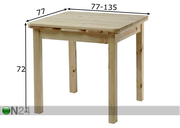Удлиняющийся обеденный стол Siiri 77x77-135 cm размеры