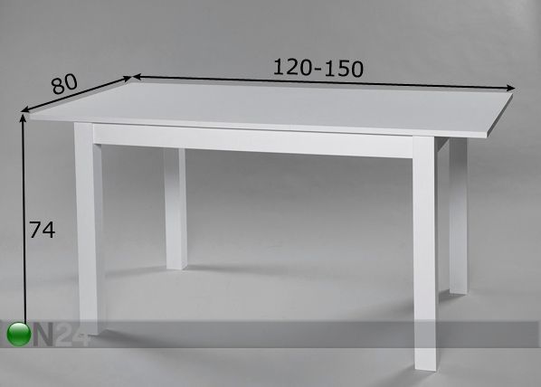 Удлиняющийся обеденный стол Trento 80x120-150 cm размеры