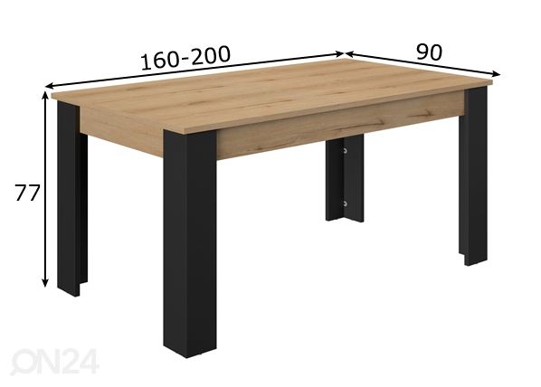 Удлиняющийся обеденный стол Trust 160/200x90 cm размеры