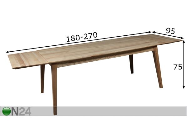 Удлиняющийся обеденный стол Urbano 180-270x95 cm размеры