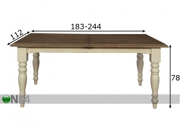 Удлиняющийся обеденный стол Westerly 112x183-244 cm размеры