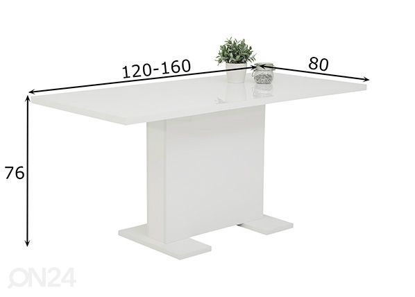 Удлиняющийся обеденный стол Wiebke 80x120/160 cm размеры