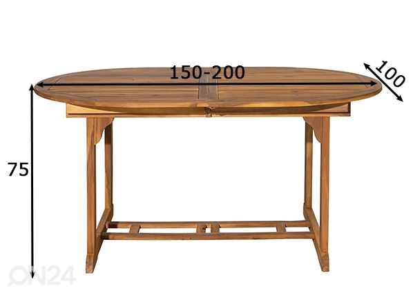 Удлиняющийся садовый стол 100x150-200 cm, акация размеры