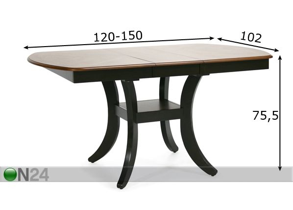 Удлиняющийся стол Lenna 102x120-150 cm размеры