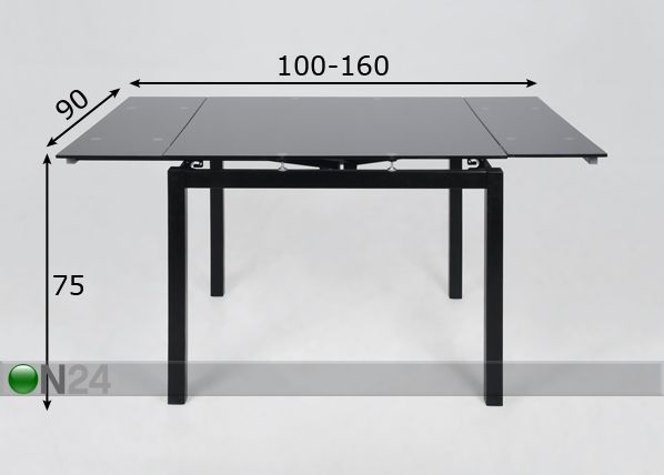 Удлиняющийся стол Liffey 90x100-160 см размеры